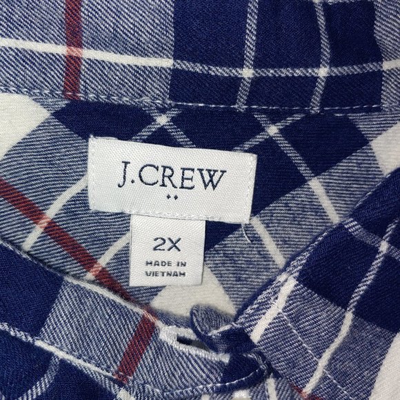 J. Crew Factory Flannel Plaid Button Down Shirt Long Sleeve Size 2X Blue… - Picture 2 of 8